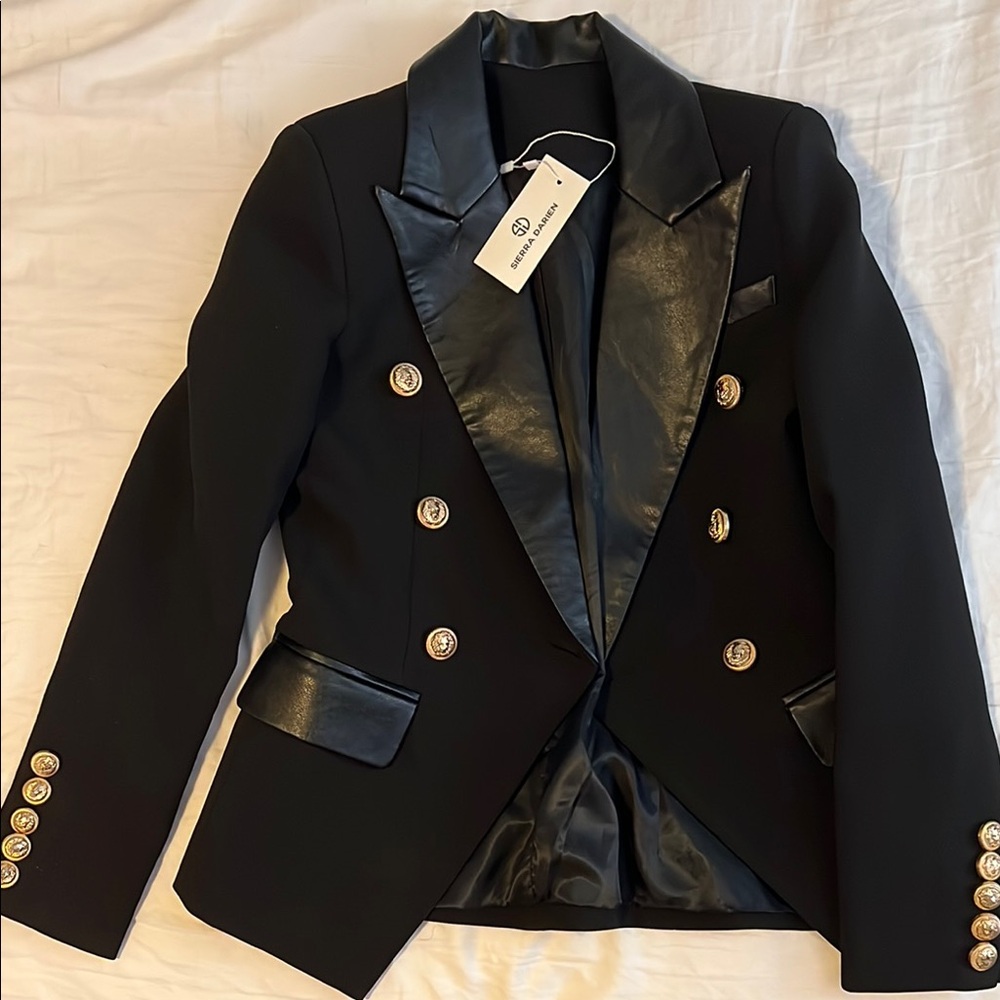 Balmain Black and Gold Tailored Blazer